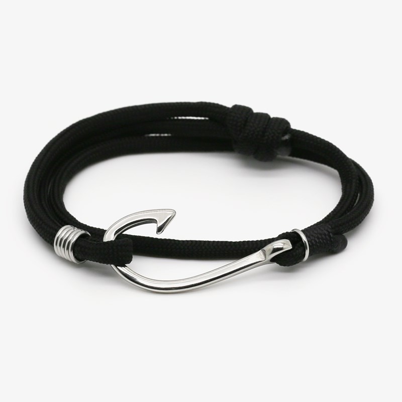 Bracelet corde homme hameçon pêche - n