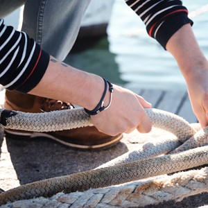 Bracelet homme corde hameçon pêche bleu