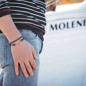 Bracelet homme corde hameçon pêche bleu