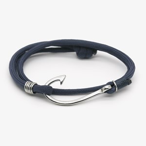 Bracelet homme corde hameçon pêche bleu