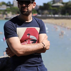 Bracelet homme corde hameçon pêche beige