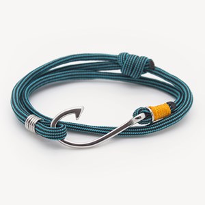 Bracelet corde homme hameçon pêche bleu