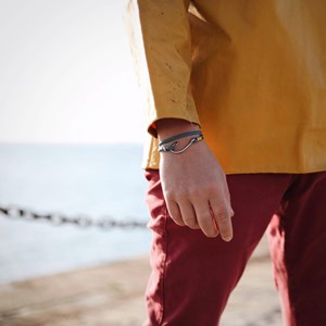 Bracelet corde homme hameçon pêche bleu