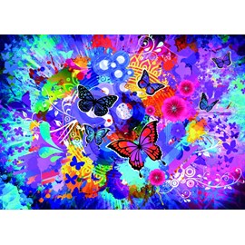Puzzle fleurs et papillons colorés - 500 pièces
