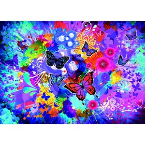 Puzzle fleurs et papillons colorés - 500 pièces
