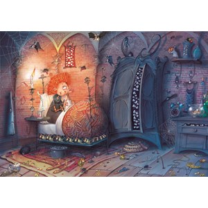 Puzzle françois ruyer - sorcière au lit - la nuit - 1000 pièces