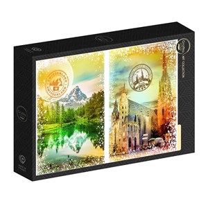 Puzzle travel around the world - autriche et suisse - 1000 pièces