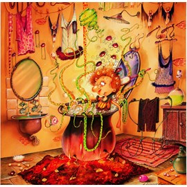 Puzzle françois ruyer - la sorcière se pomponne - 1000 pièces