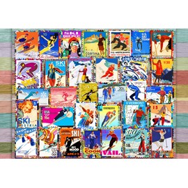 Puzzle ski stamp posters - 1000 pièces