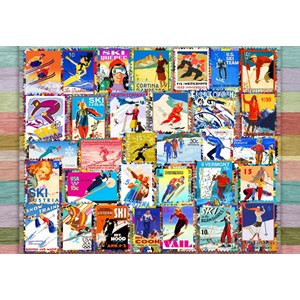 Puzzle ski stamp posters - 1000 pièces