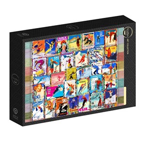 Puzzle ski stamp posters - 1000 pièces