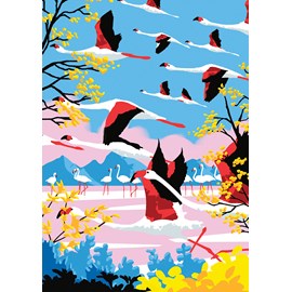 Puzzle l'envol des flamants roses - 500 pièces