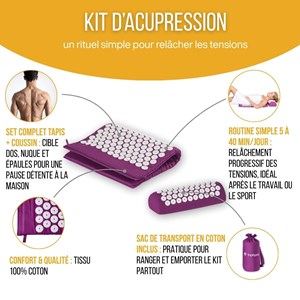 Tapis d’acupression + coussin – soulagement dos, nuque & relaxation