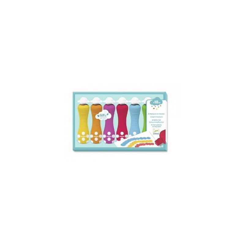 Djeco 6 marqueurs mousse