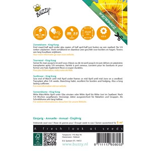 Buzzy sunny flowers tournesol king kong semences - ca. 4 gr (livraison