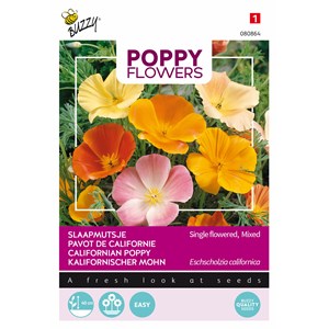 Buzzy poppy flowers pavot de californie semences - ca. 1 gr (livraison