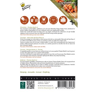 Buzzy patio veggies carottes de paris 4 semences - ca. 1 gr (livraison