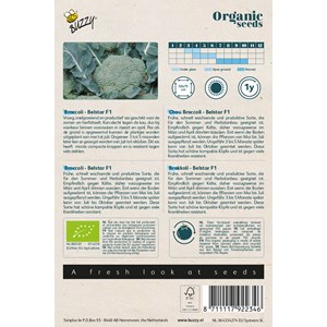 Buzzy organic chou brocoli belstar f1 - bio semences - ca. 25 graines