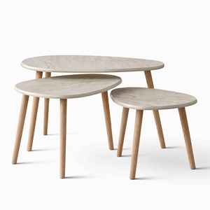 Tira set de 3 tables gigognes design effet travertin