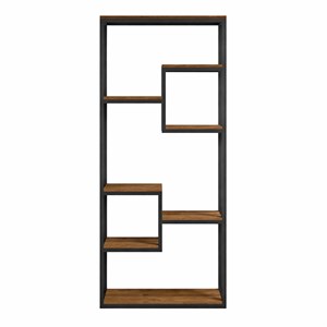 Lopa étagère haute style industriel noyer et noir - 182 cm