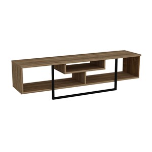 Silo meuble tv design industriel noyer et noir avec rangements - 149 cm