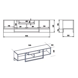 Silo meuble tv design industriel noyer et noir avec rangements - 149 cm