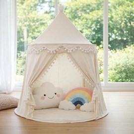 Tente enfant château de fée avec tapis - blanc