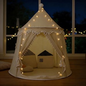 Tente enfant château de fée avec tapis - blanc