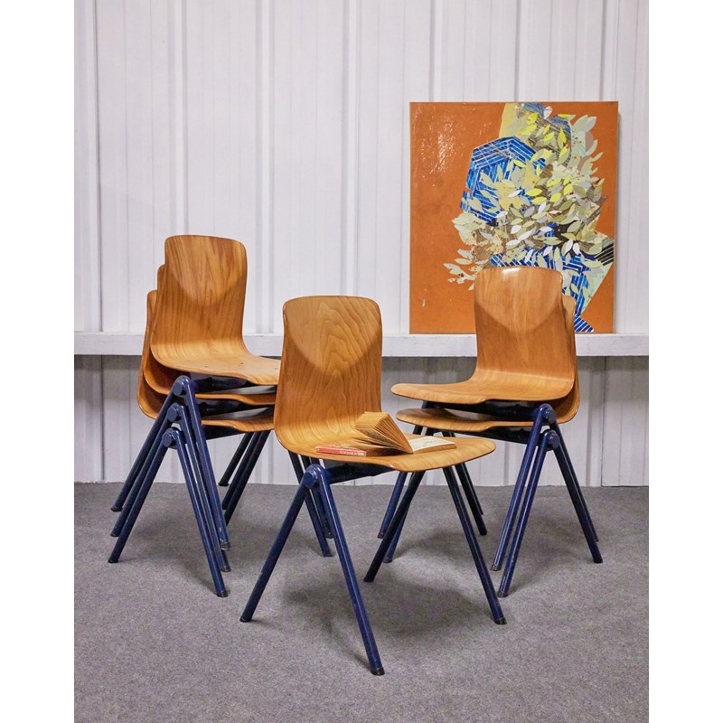 Lot de 6 chaises en bois et métal n°1136