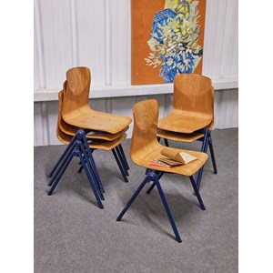 Lot de 6 chaises en bois et métal n°1136