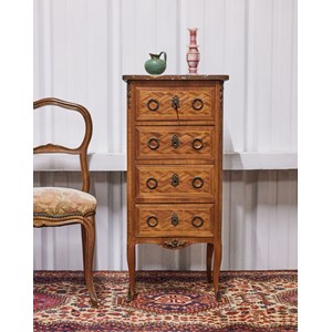 Table de chevet en bois et marbre n°660