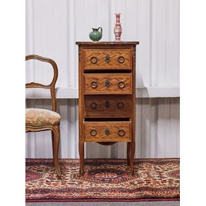 Table de chevet en bois et marbre n°660