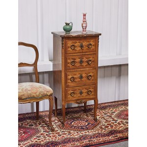 Table de chevet en bois et marbre n°660