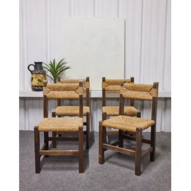 Lot de 4 chaises en bois et paille n°909