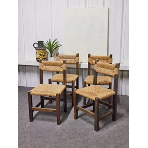 Lot de 4 chaises en bois et paille n°909