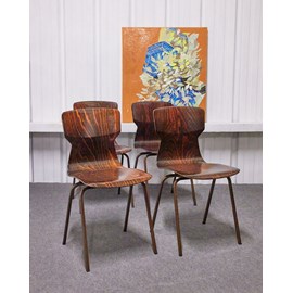 Lot de 4 chaises en bois zébré n°1135