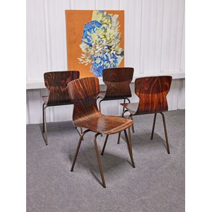 Lot de 4 chaises en bois zébré n°1135