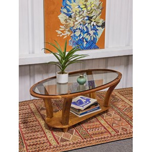 Table basse en merisier et verre n°661
