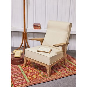 Fauteuil en chêne et tissu n°738