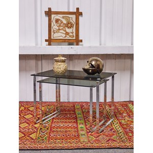 Tables gigognes en chrome et verre n°119