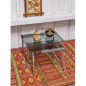 Tables gigognes en chrome et verre n°119