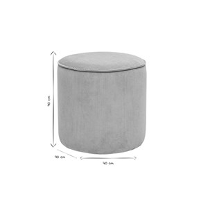 Pouf rond en velours côtelé bleu grisé d40 cm paul
