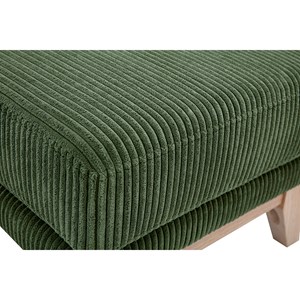 Pouf repose-pieds en tissu velours côtelé vert kaki et bois clair oslo