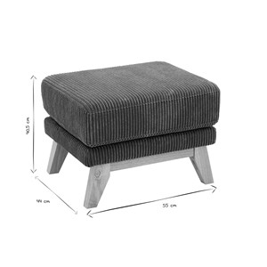 Pouf repose-pieds en tissu velours côtelé vert kaki et bois clair oslo