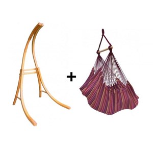 Chaise violet avec son support bois