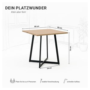 Table 80x80 cm chene - noir