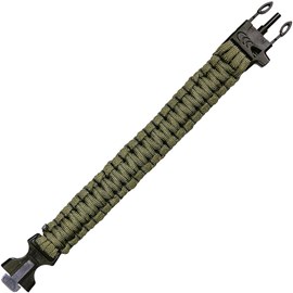 Bracelet paracorde pierre à feu et sifflet 101 inc vert armée