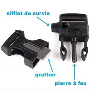 Bracelet paracorde pierre à feu et sifflet 101 inc vert armée