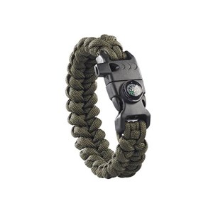 Bracelet paracorde boussole pierre à feu et sifflet 101 inc vert armée