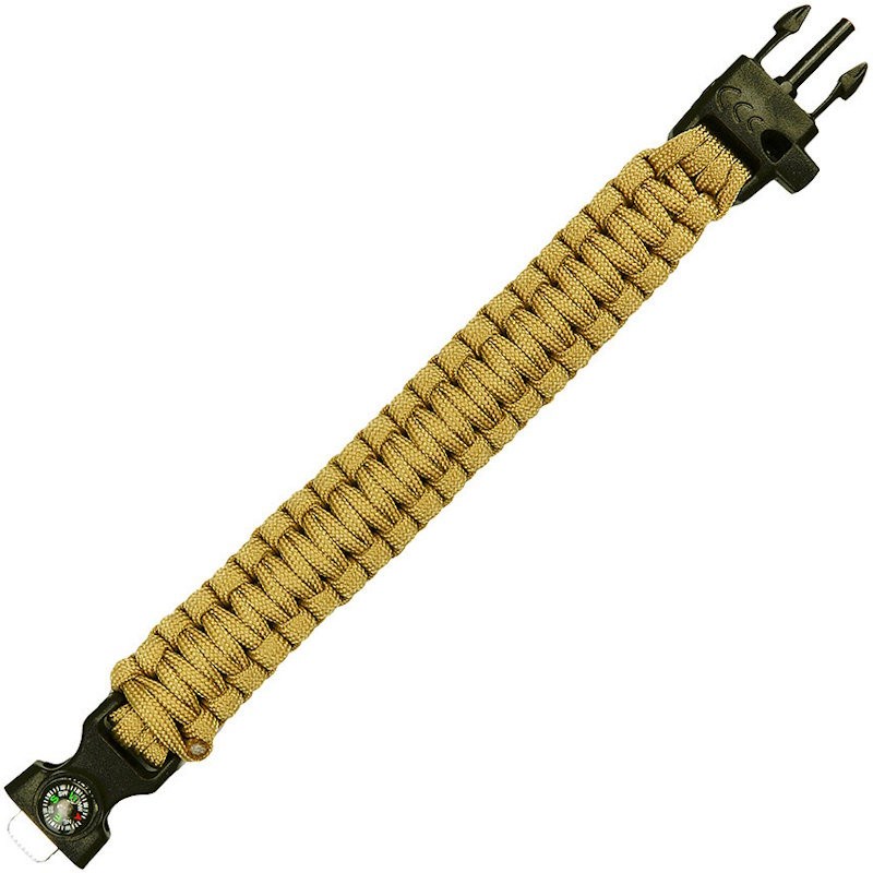 Bracelet paracorde boussole pierre à feu et sifflet 101 inc coyote